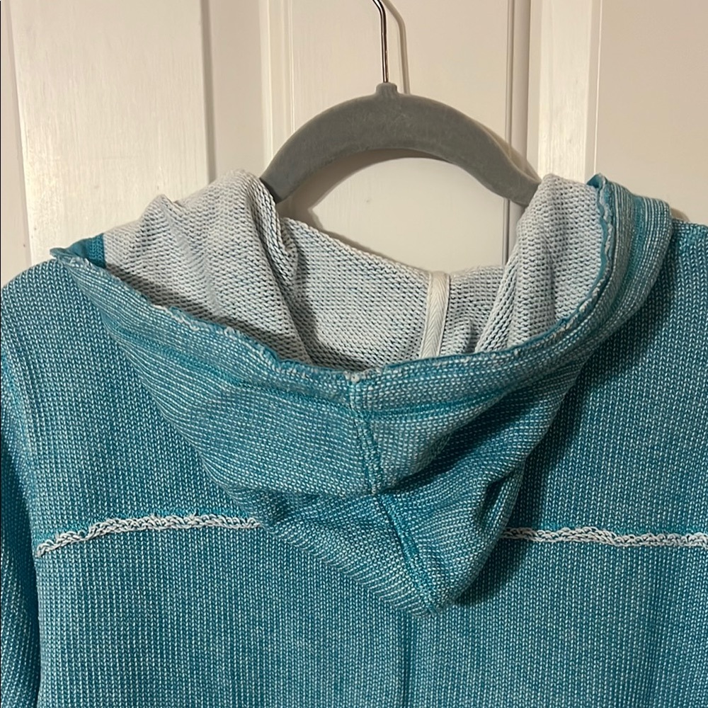 Soft Surrounding Blue Hooded Pullover With White … - image 4